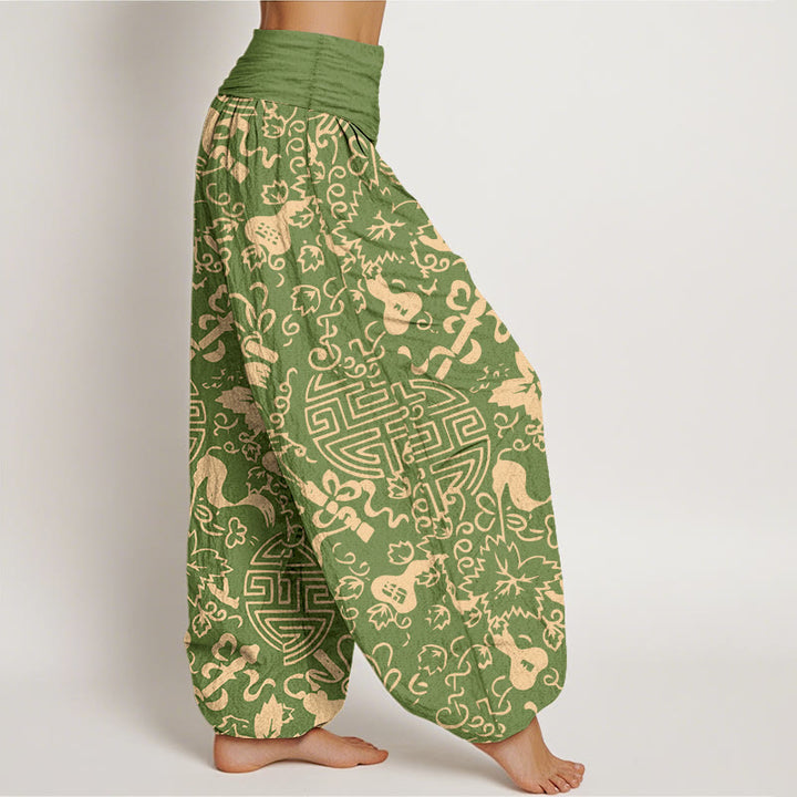 Buddha Stones Pure Cotton Chinese Character Gourd Auspicious Pattern Women's Elastic Waist Harem Pants - image 7