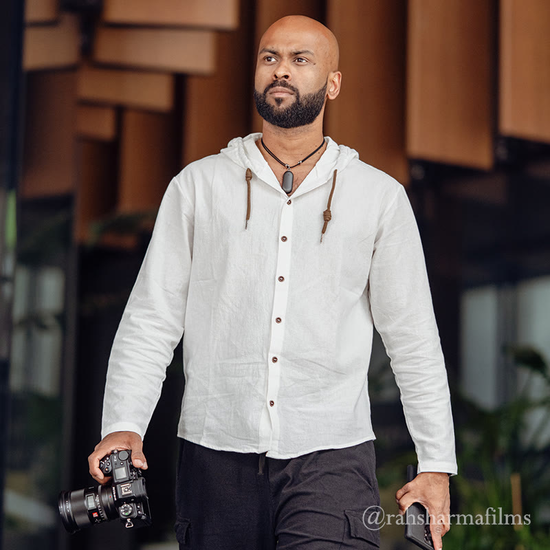 Buddha Stones Solid Color Long Sleeve Hooded Drawstring Buttons Cotton Men's Shirt - image 3