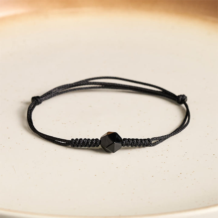 Buddha Stones Natural Black Obsidian String Braided Strength Bracelet - image 1