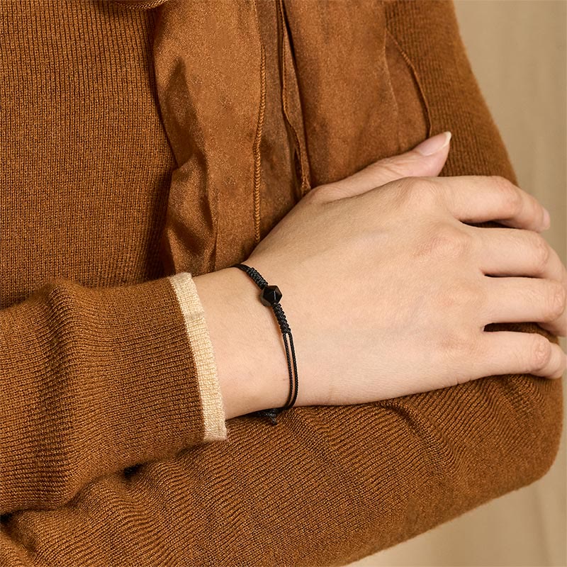 Buddha Stones Natural Black Obsidian String Braided Strength Bracelet - image 2