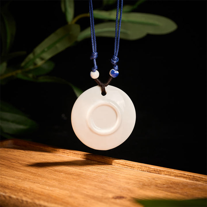 Buddha Stones Ethnic Peony Peach Blossoms Lotus Symbol Ceramics Necklace Enlightenment Pendant - image 15