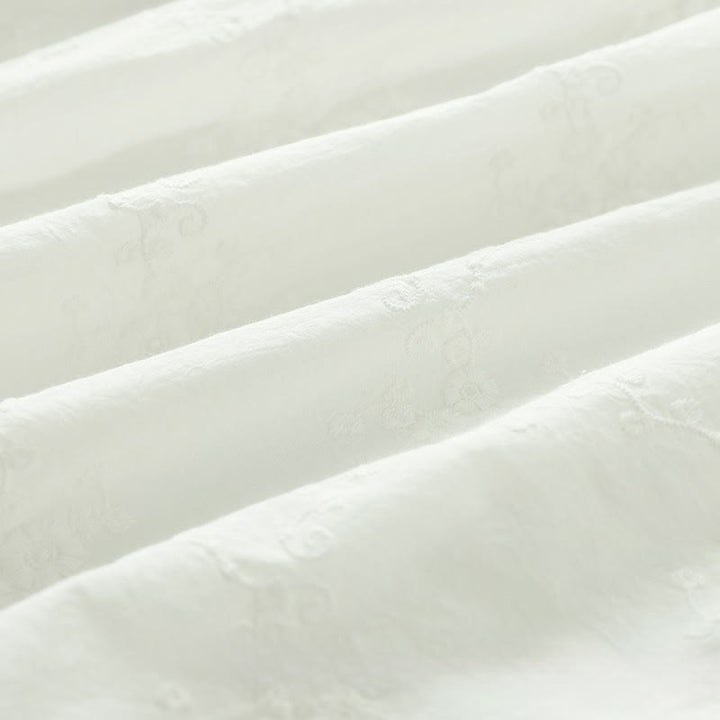 Buddha Stones Fall Ruffled Collar Embroidered Relief Flower Buttons Women's Cotton Long Sleeve Shirt - image 16