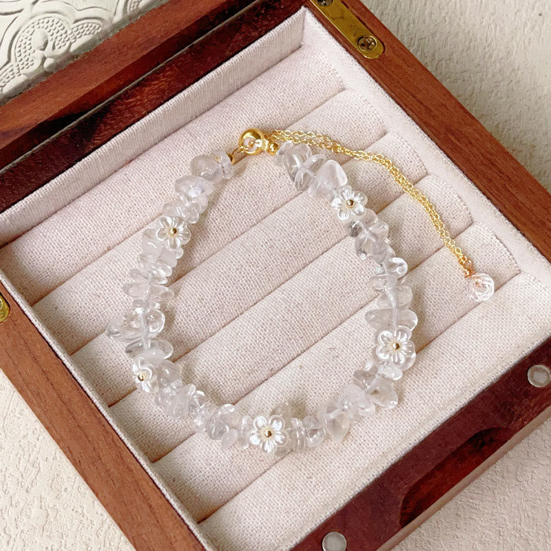 Buddha Stones Irregular Crystal Flower Design Amethyst White Crystal Balance Bracelet - White Crystal(Wrist Circumference: 15-19cm) - image 3