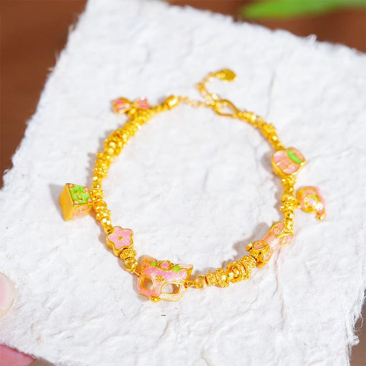 Buddha Stones Fox Fu Character Ruyi Charm Copper Fortune Bracelet - image 3