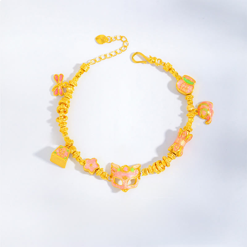 Buddha Stones Fox Fu Character Ruyi Charm Copper Fortune Bracelet - image 2