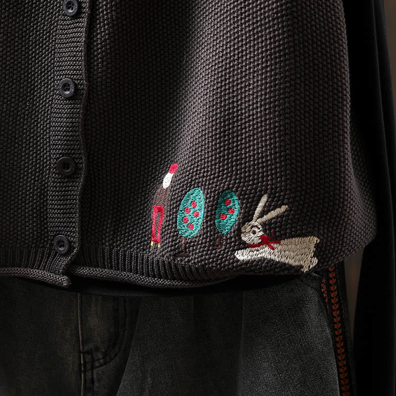 Buddha Stones Figure Rabbit Tree Embroidery Buttons Women's Sleeveless Cotton Knitted Vest Waistcoat - image 20