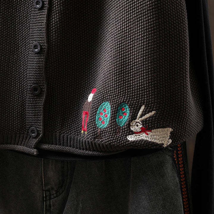 Buddha Stones Figure Rabbit Tree Embroidery Buttons Women's Sleeveless Cotton Knitted Vest Waistcoat - image 20