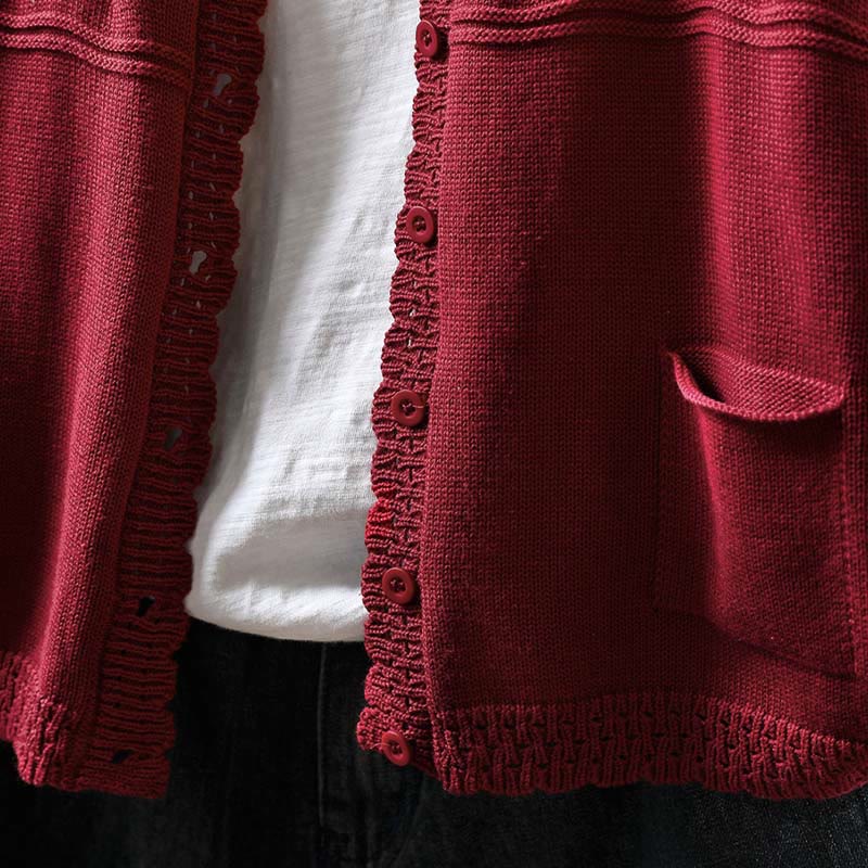 Buddha Stones Fall Lace Buttons Cotton Women's Long Sleeve Knitted Cardigan Sweater With Pockets - image 7