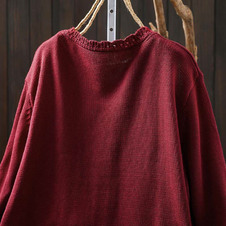 Buddha Stones Fall Lace Buttons Cotton Women's Long Sleeve Knitted Cardigan Sweater With Pockets - image 4