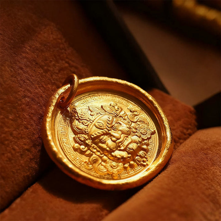 Buddha Stones 24k Gold Plated Brass Yellow Jambhala Prosperity Protection Chain Pendant Necklace - image 4