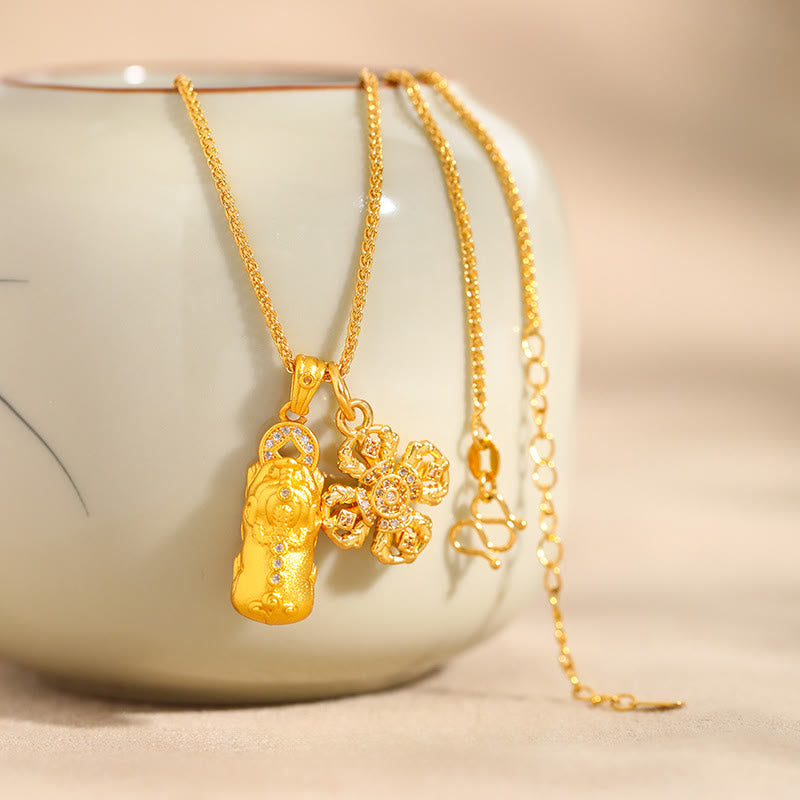 Buddha Stones Pixiu Cross Dorje Vajra Copper Wealth Prosperity Chain Pendant Necklace - image 4