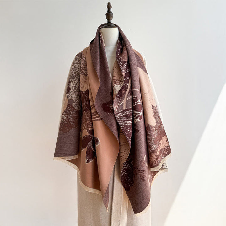 Buddha Stones Winter Stork Birds Lotus Flowers Leaves Pattern Soft Scarf Shawl - image 13
