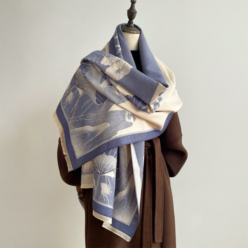 Buddha Stones Winter Mountain Lotus Flowers Leaves Pattern Soft Scarf Shawl - image 8