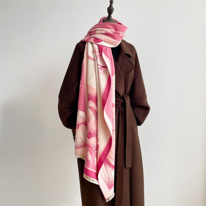 Buddha Stones Winter Mountain Lotus Flowers Leaves Pattern Soft Scarf Shawl - image 11