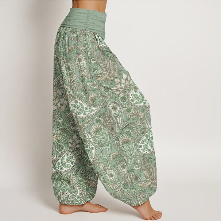 Buddha Stones Pure Cotton Cashew Flower Peacock Sunflower Design Women's Elastic Waist Harem Pants - image 7