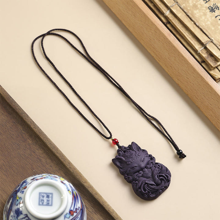 Buddha Stones Fox Mask Butterfly Taotie Peace Buckle Fortune Necklace Pendant - Fox - image 12