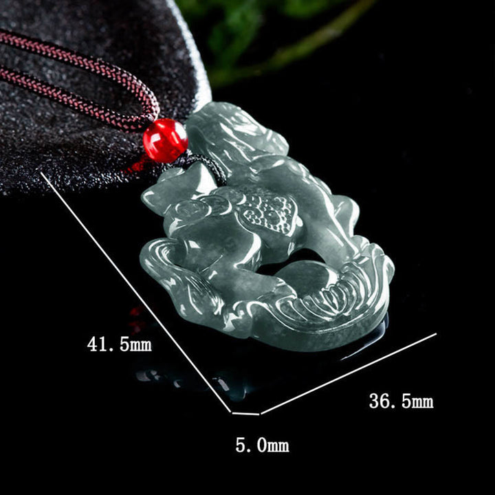 Buddha Stones Year of the Horse Jade Ingot Luck Prosperity Rope Necklace Pendant - image 9