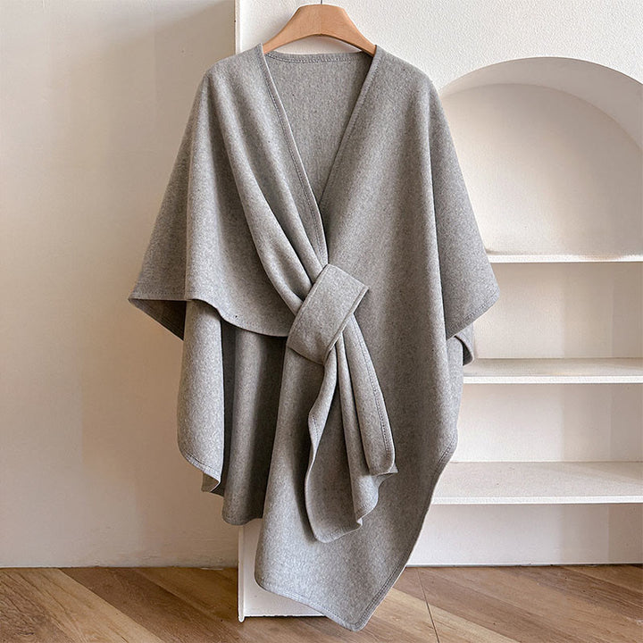 Buddha Stones Winter Solid Color Warm Cozy Split Scarf Shawl - LightGrey - 160*110cm - image 12