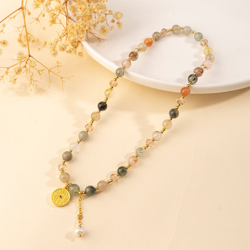 Buddha Stones Colorful Rutilated Quartz Copper Auspiciousness Double Wrap Bracelet - image 2