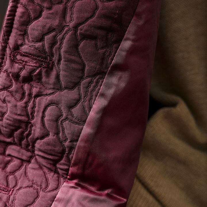 Buddha Stones Fall Buttons Long Sleeve Mid-length Jacquard Cotton Women's Jacket With Pockets - image 8