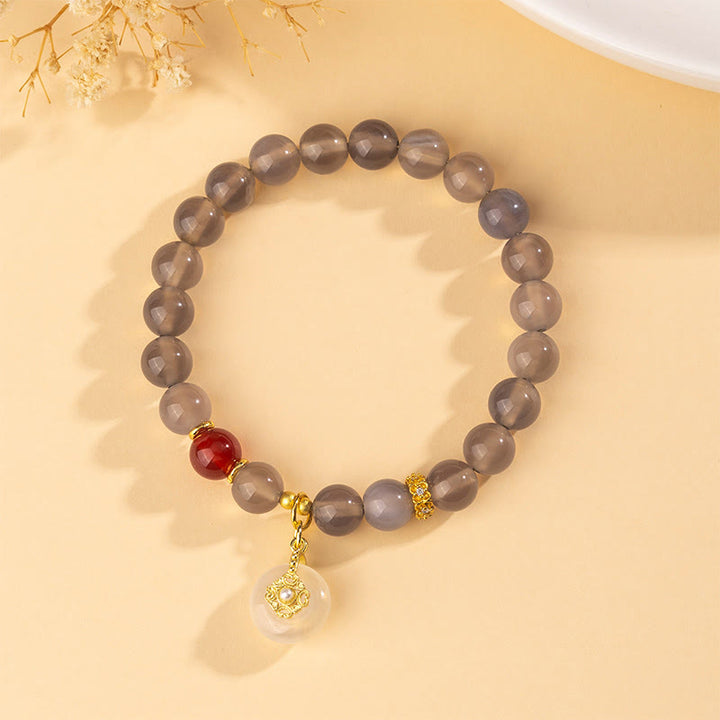 Buddha Stones Gray Agate Red Agate Chalcedony Balance Bracelet - image 2