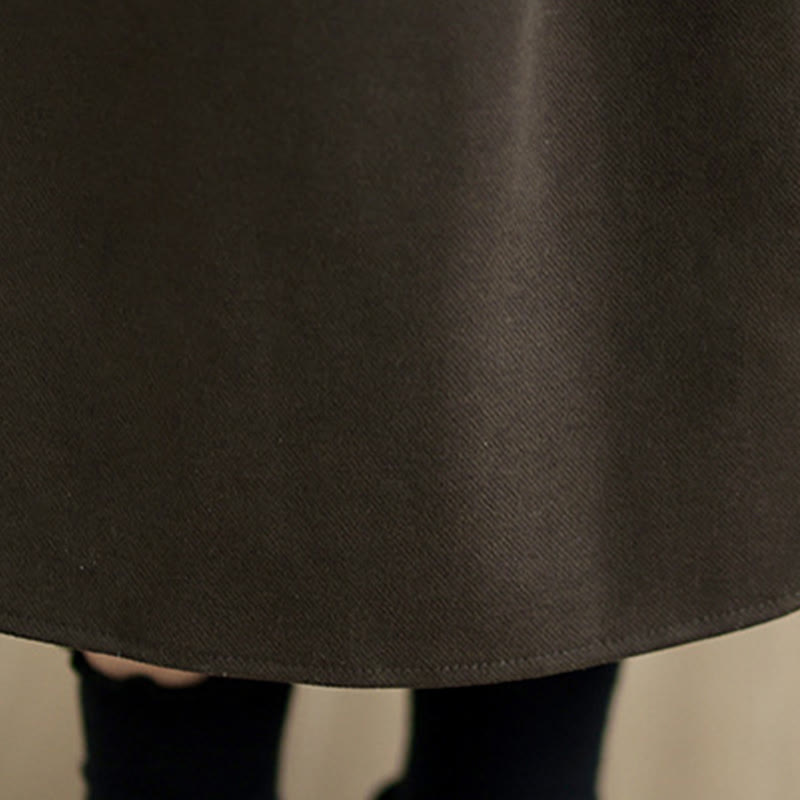 Buddha Stones Women's Winter Pure Color Cotton 7-8 Length Elastic Waistband Skirt With Pockets - image 9