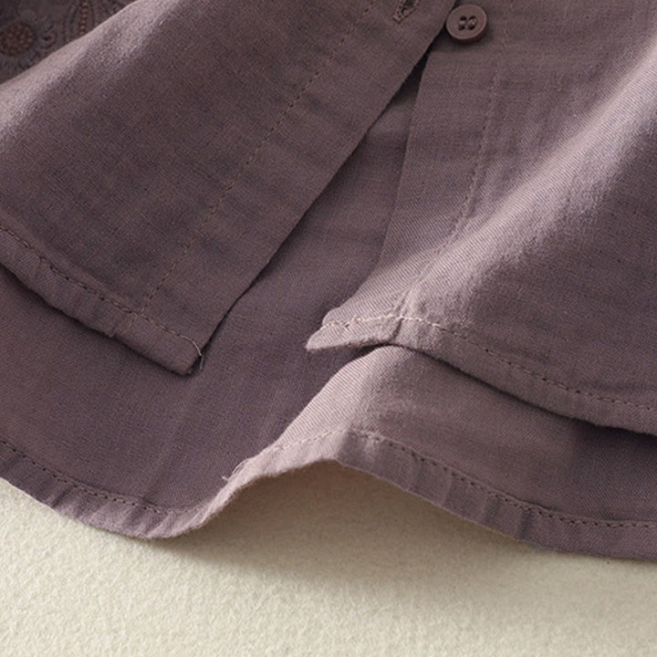 Buddha Stones Embroidered Flower Vine Pattern Long Sleeve Women's Lapel Shirt - image 21