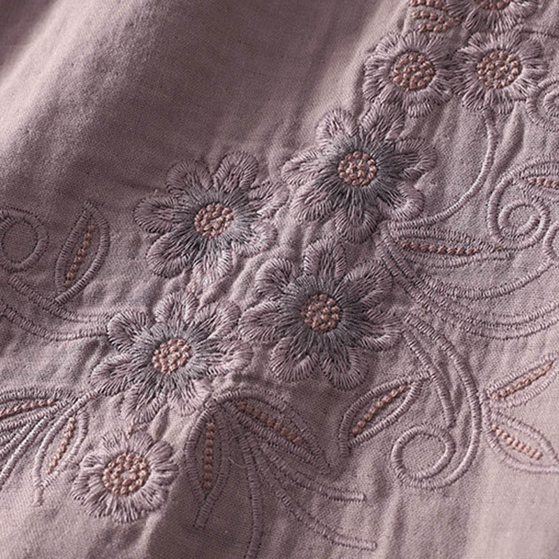 Buddha Stones Embroiderd Flower Vine Pattern Long Sleeve Women's Lapel Shirt - image 19