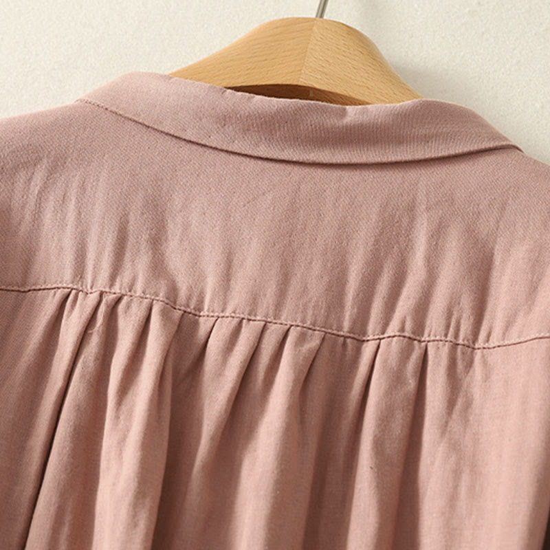 Buddha Stones Embroiderd Flower Vine Pattern Long Sleeve Women's Lapel Shirt - image 10