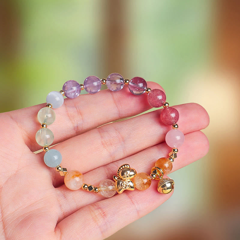 Buddha Stones Year Of The Horse Citrine Amethyst Various Crystals Protection Bracelet - image 3