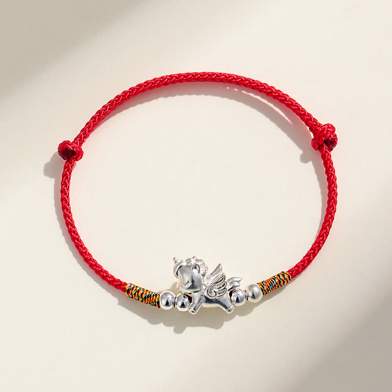 Buddha Stones 925 Sterling Silver Year Of The Horse Prosperity String Bracelet - image 2