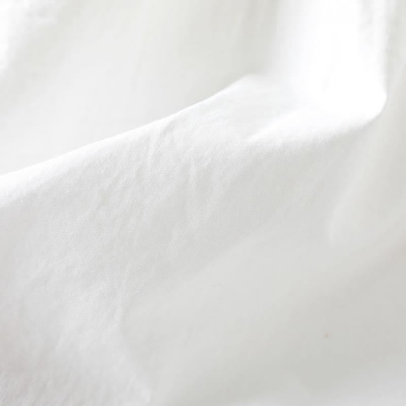 Buddha Stones Fall White Accordion Pleat Design Buttons Women's Cotton Long Sleeve Shirt - image 12