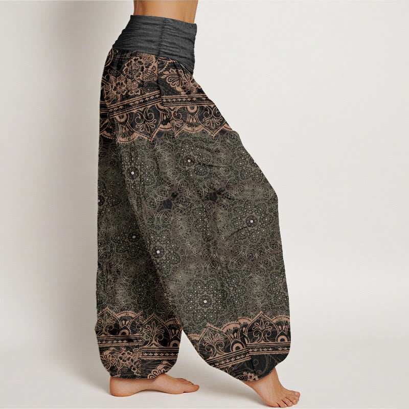 Buddha Stones Cotton Elegant Mandala Flowers Design Women's Elastic Waist Harem Pants - image 8