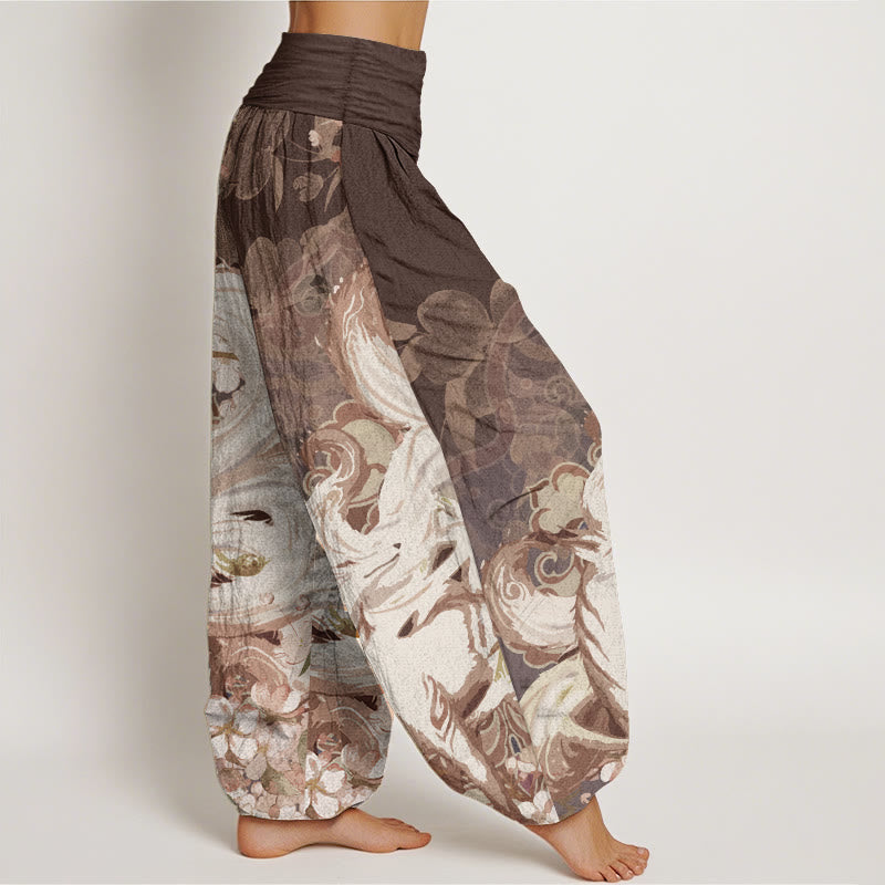 Buddha Stones Cotton Fox Cherry Blossoms Women's Elastic Waist Harem Pants - image 6