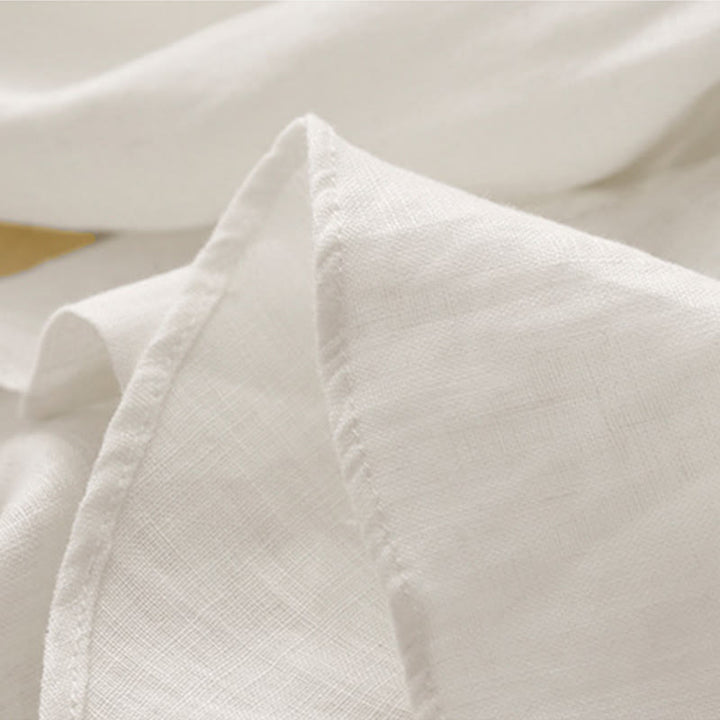 Buddha Stones Solid Color Crew Neck Buttons Design Women's Cotton Long Sleeve Shirt - image 14