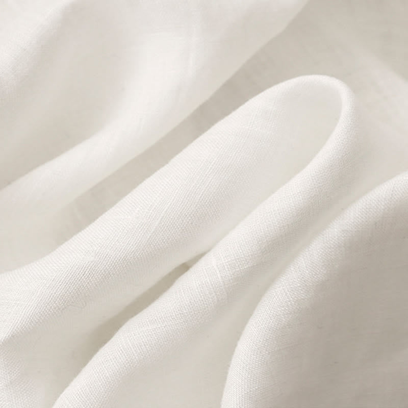 Buddha Stones Solid Color Crew Neck Buttons Design Women's Cotton Long Sleeve Shirt - image 12