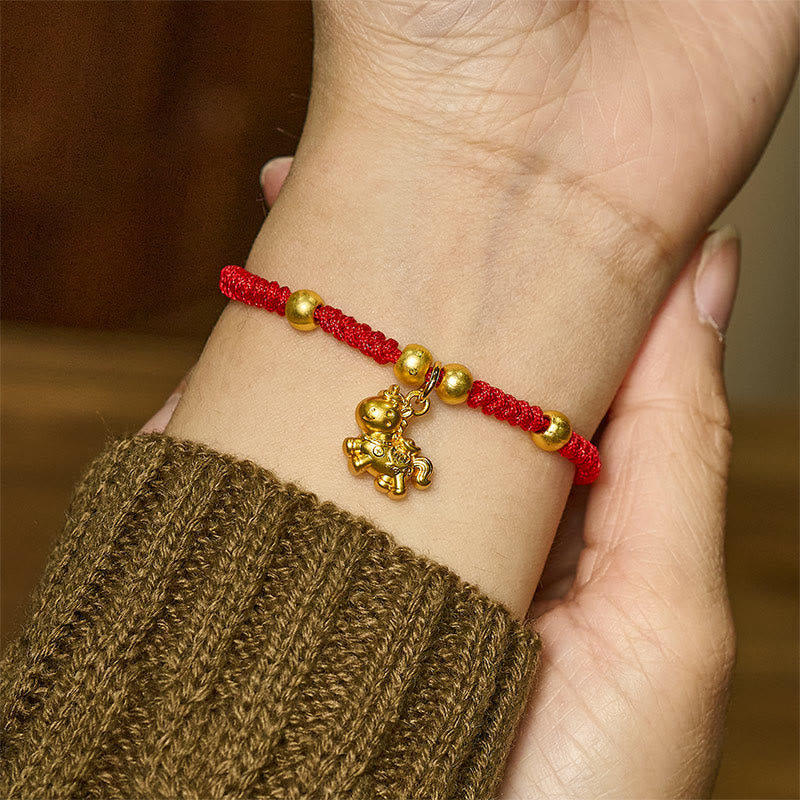 Buddha Stones Golden Year Of The Horse Red String Copper Strength Braided Bracelet - image 8