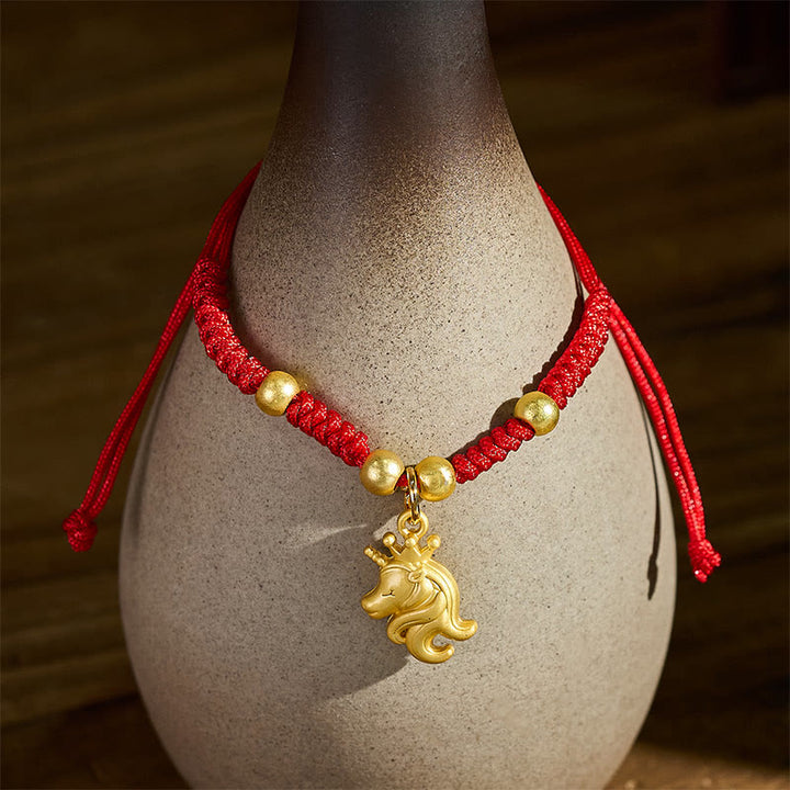 Buddha Stones Year Of The Horse Crown Design Red String Connection Bracelet - Horse(Wrist Circumference: 10-18 cm) - image 0
