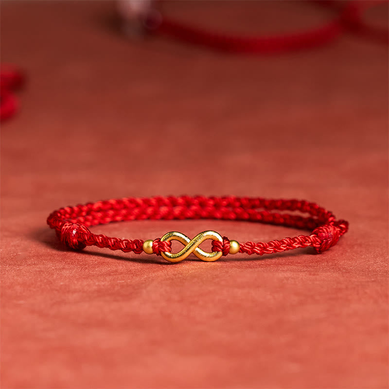 Buddha Stones "May Endless Luck Find You" Infinity Charm Brass Red String Bracelet Includes Gift Message Card - image 1