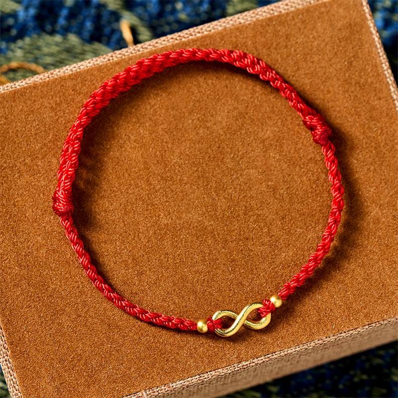 Buddha Stones "May Endless Luck Find You" Infinity Charm Brass Red String Bracelet Includes Gift Message Card - image 2
