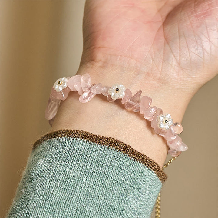 Buddha Stones Irregular Crystal Flower Design Amethyst White Crystal Balance Bracelet - image 39