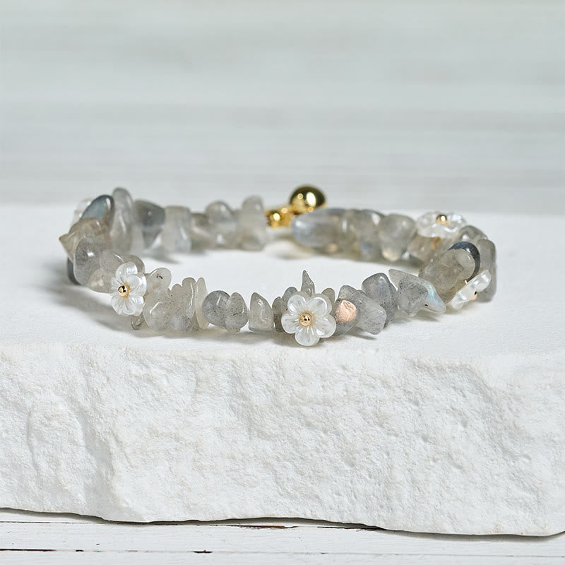 Buddha Stones Irregular Crystal Flower Design Amethyst White Crystal Balance Bracelet - image 21
