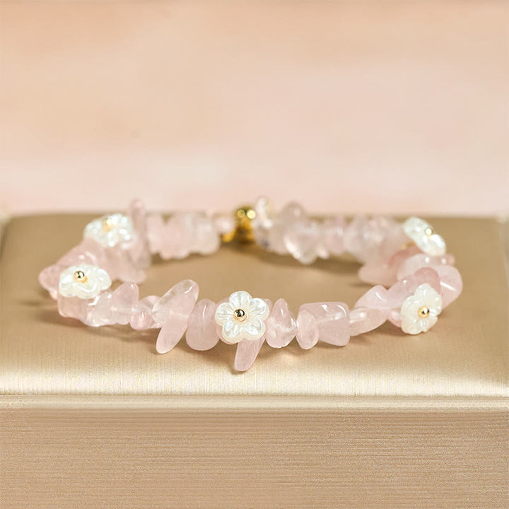 Buddha Stones Irregular Crystal Flower Design Amethyst White Crystal Balance Bracelet - Pink Crystal(Wrist Circumference: 15-19cm) - image 33