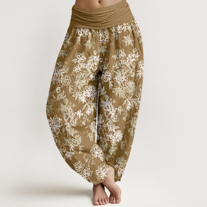 Buddha Stones Cotton Retro Layered Petals Pattern Women's Elastic Waist Harem Pants - Goldenrod - US16，UK/AU20，EU48 (3XL) - image 5