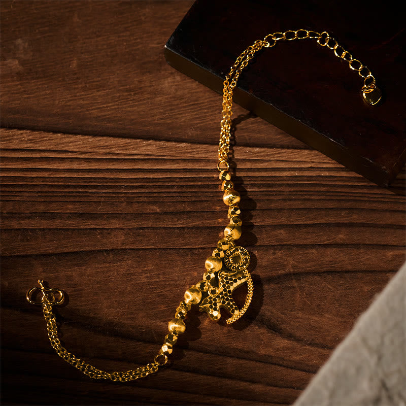 Buddha Stones Chinese Zodiac Year Of The Horse 24k Gold Plated Copper Coin Luck Bracelet - image 4