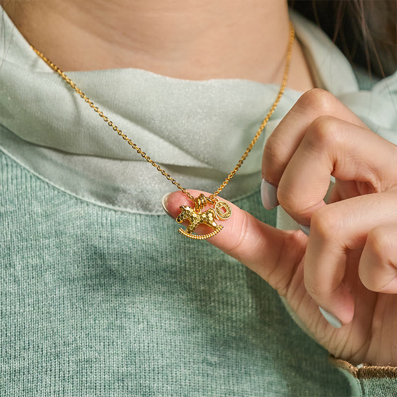 Buddha Stones Year Of The Horse 24k Gold Plated Copper Coin Necklace Pendant - image 5