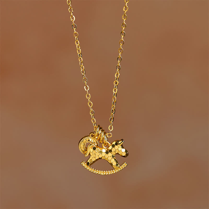 Buddha Stones Year Of The Horse 24k Gold Plated Copper Coin Necklace Pendant - image 2