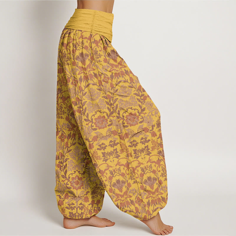 Buddha Stones Pure Cotton Complicated Flower Leaves Vine Pattern Women's Elastic Waist Harem Pants - image 10