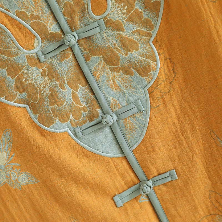 Buddha Stones 2pcs Frog-Button Printed Long Sleeve Shirt Pants With Pockets Cotton Set  - image 5