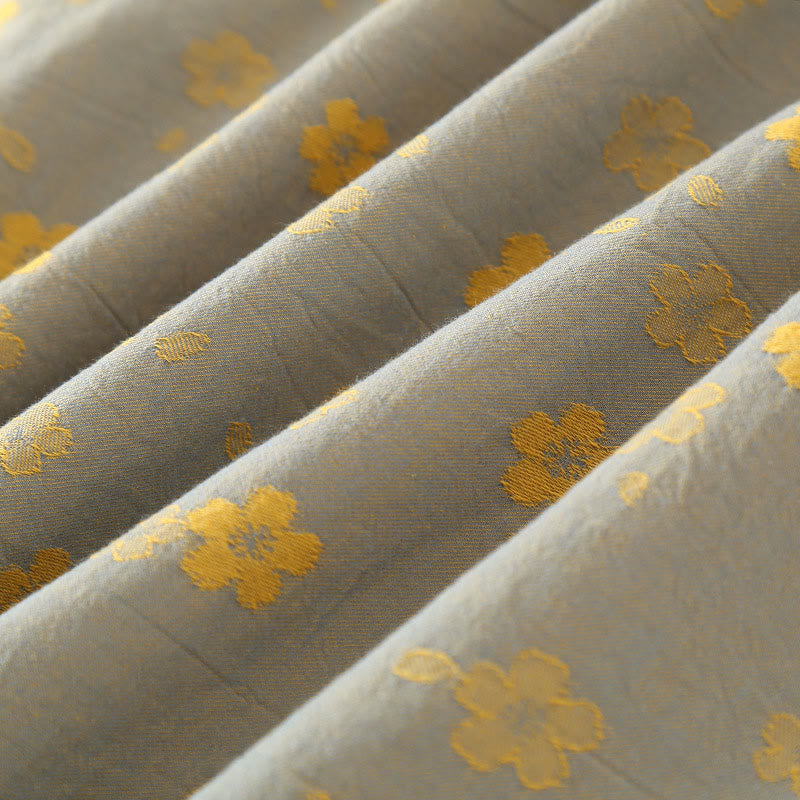 Buddha Stones 2pcs Colorful Floral Long Sleeve Frog-Button Shirt Pants With Pockets Pure Cotton Set  - image 3